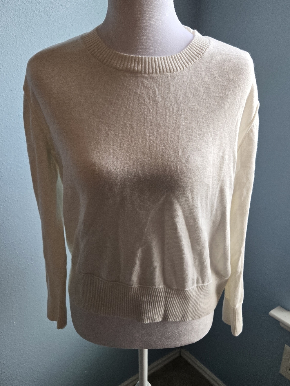 Classic Cream Crewneck Sweater - Women's Lightweight Knit
